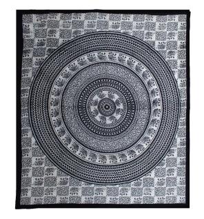 Colcha Doble de Algodón + Tapiz de Pared - Mono - Mandala Elefante