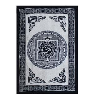 Colcha Individual de Algodón + Tapiz de Pared - Mono - OM Mandala