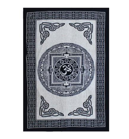 Colcha Individual de Algodón + Tapiz de Pared - Mono - OM Mandala