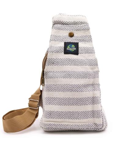 Bolso Bandolera de Algodon Natural - Gris y Blanco