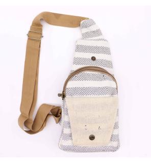 Bolso Bandolera de Algodon Natural - Gris y Blanco