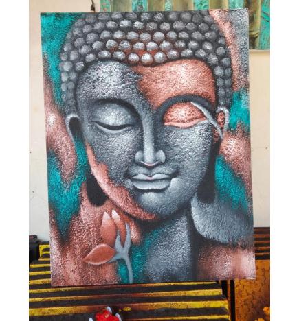 Pintura de Buda - Flor de plata y oro rosa