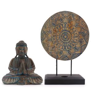 Buddha Feng Shui Set - Mandala Floral - Azul