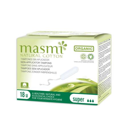 Tampones de algodon super sin aplicador bio 18ud Masmi