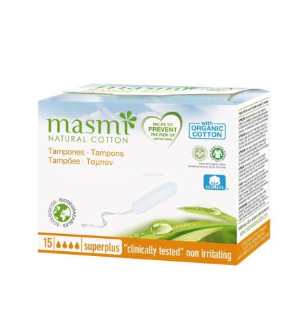 Tampones de algodon superplus sin aplicador bio 15ud Masmi