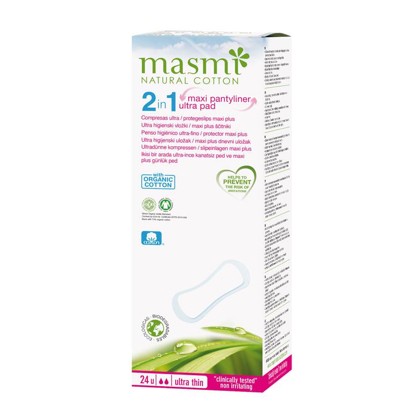 Protegeslip de algodon 2en1 ultra fino bio 24ud Masmi