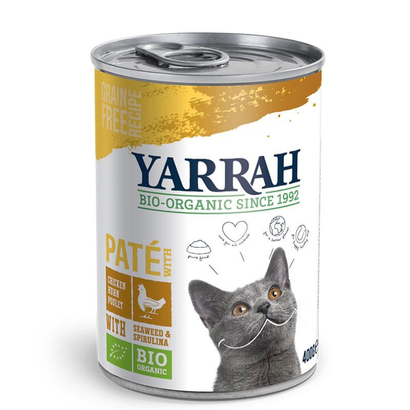 Pate para gatos de pollo y algas bio lata 400g Yarrah