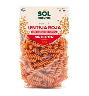 Fusilli de lenteja roja bio 250g Sol Natural