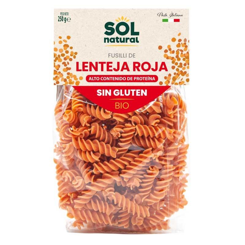 Fusilli de lenteja roja bio 250g Sol Natural