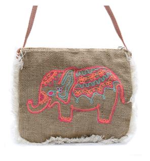 Bolso con flecos - Bordado Elefante