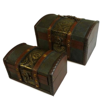 Juegos de 2 Cajas Coloniales - Metal Repujado