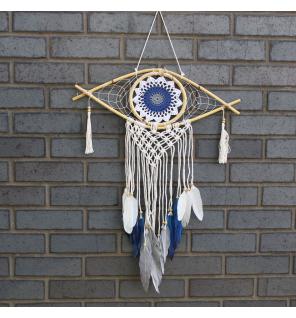 Atrapasueños - Med Macramé Eye Blanco / Azul / Gris