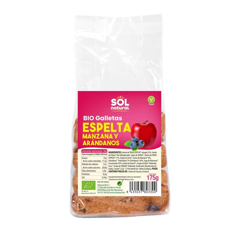 Galletas de espelta manzana y arandano bio 175g Sol Natural