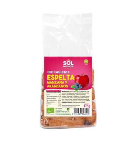 Galletas de espelta manzana y arandano bio 175g Sol Natural